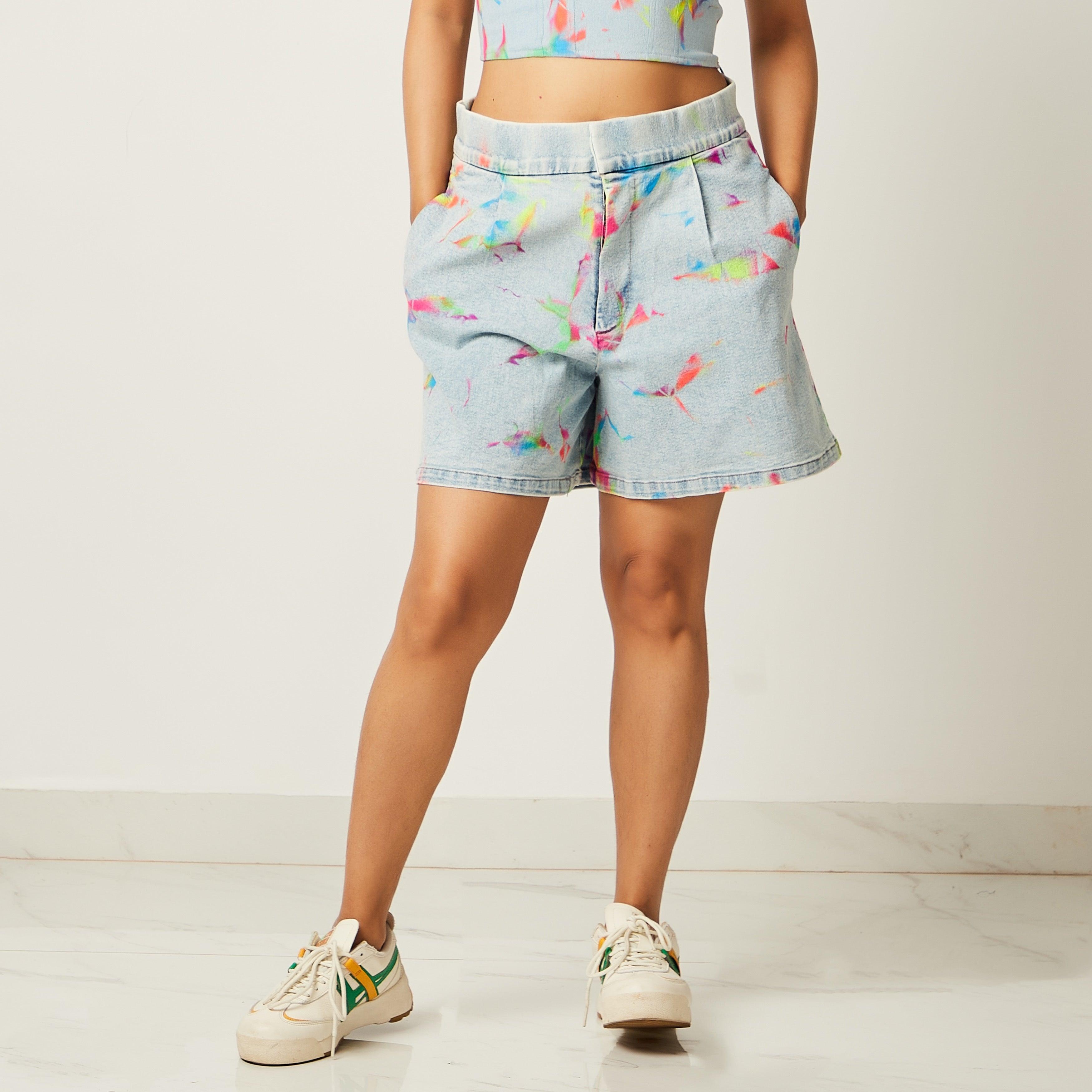 Tie dye hot sale denim shorts