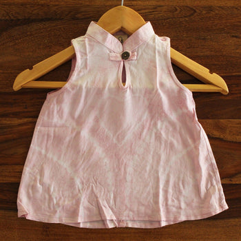 Toddler Crumple Tie-dye Chinese Collar Dress - Huedee