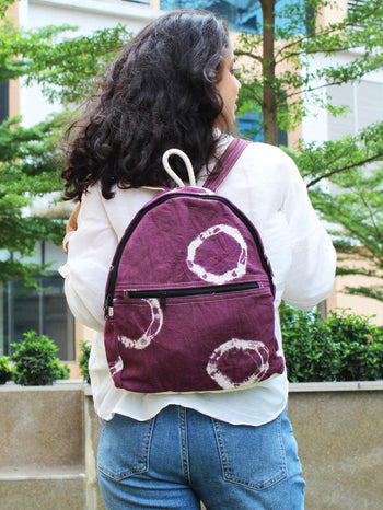 RING TIE-DYE COTTON CANVAS BACKPACK - Huedee